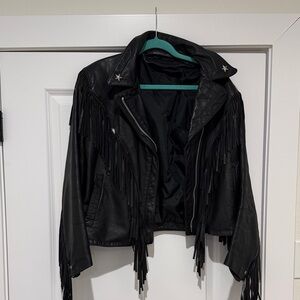 Black Fringe Leather Jacket